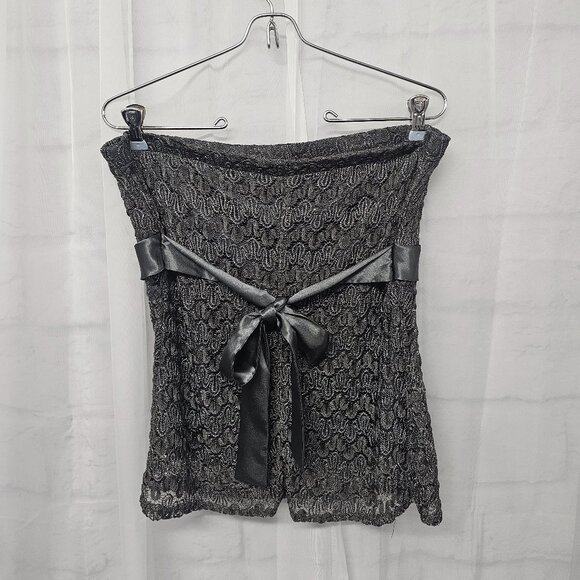 Studio Y Y2K Strapless Top Gray Mesh Metallic Whimsigoth Party Fairy XL - Picture 4 of 7